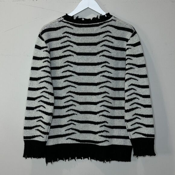 Sandrine Rose Zebra Cashmere Wool Blend Sweater Oversized Women's Small NWT - Picture 3 of 11